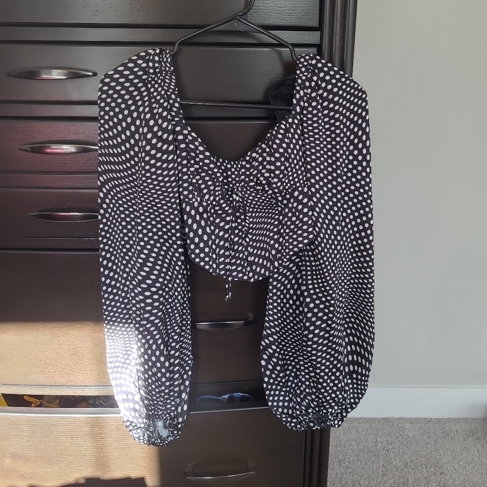 LAST CHANCE For Love and Lemons Black and White Polka Dot Top with Boning